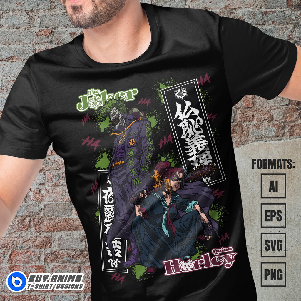 Premium Joker x Harley Quinn Vector T-shirt Design Template