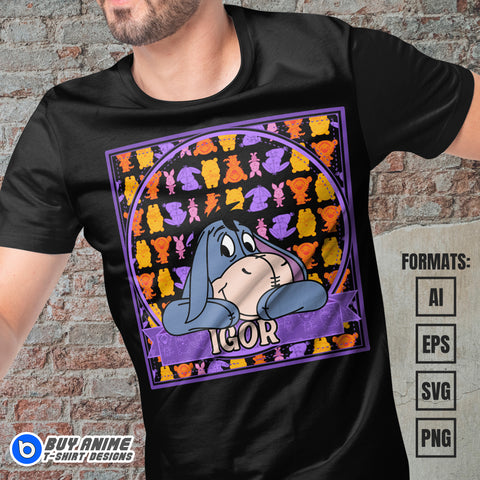 Premium Eeyore Winnie The Pooh Vector T-shirt Design Template