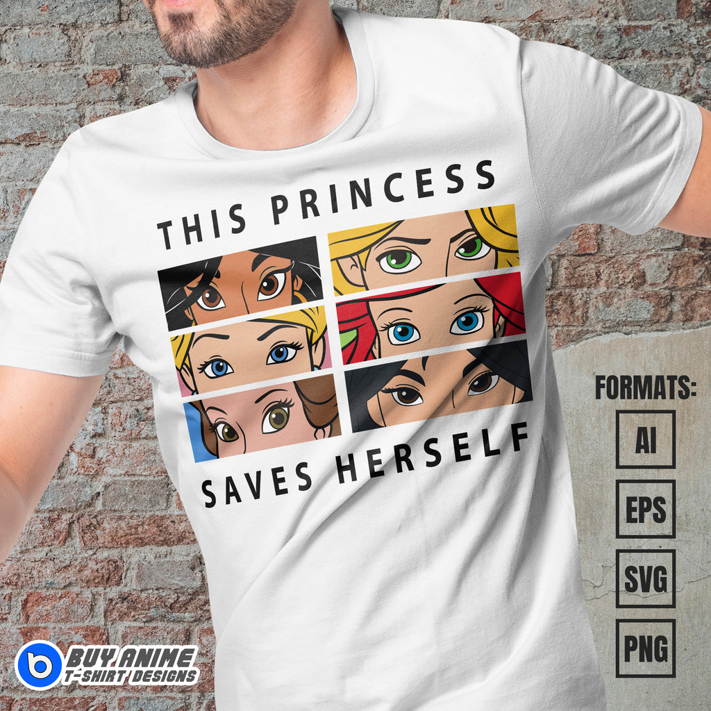 Premium Disney Princess Vector T-shirt Design Template