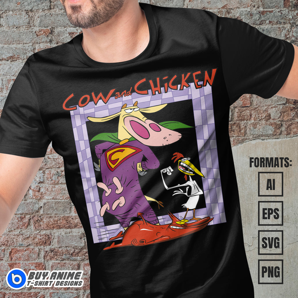 Premium Cow And Chicken Vector T-shirt Design Template