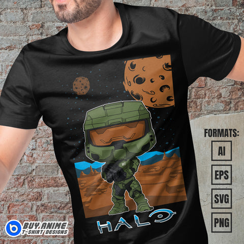Premium Halo Funko Vector T-shirt Design Template