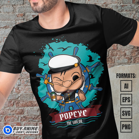 Premium Popeye Funko Vector T-shirt Design Template