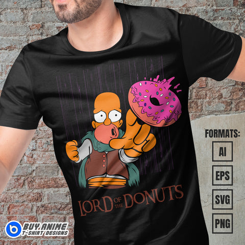 Premium The Simpsons x Lord of the Rings Vector T-shirt Design Template