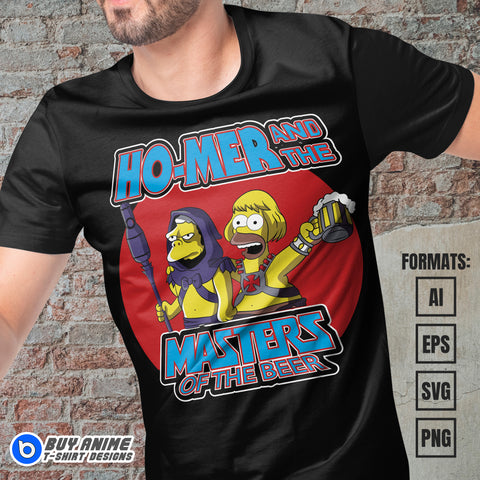 Premium The Simpsons x He-Man Vector T-shirt Design Template