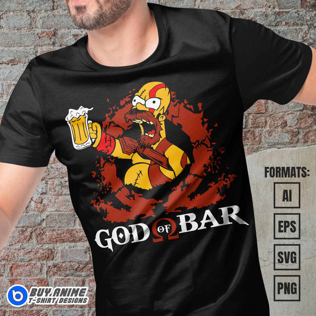 Premium The Simpsons x God of War Vector T-shirt Design Template