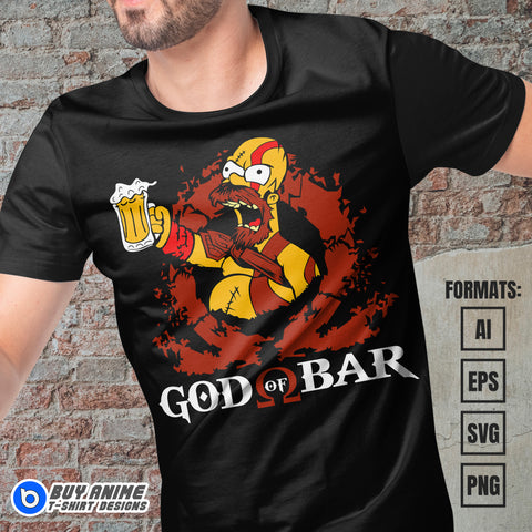 Premium The Simpsons x God of War Vector T-shirt Design Template