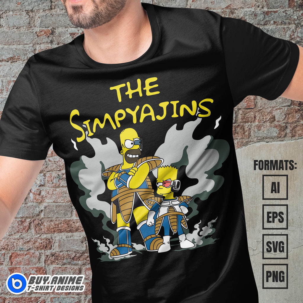 Premium The Simpsons x Dragon Ball Vector T-shirt Design Template