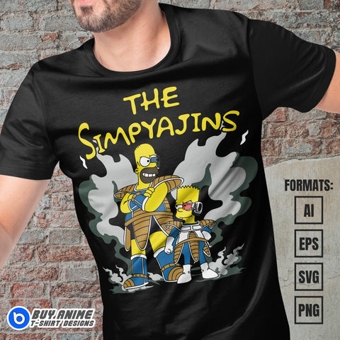 Premium The Simpsons x Dragon Ball Vector T-shirt Design Template