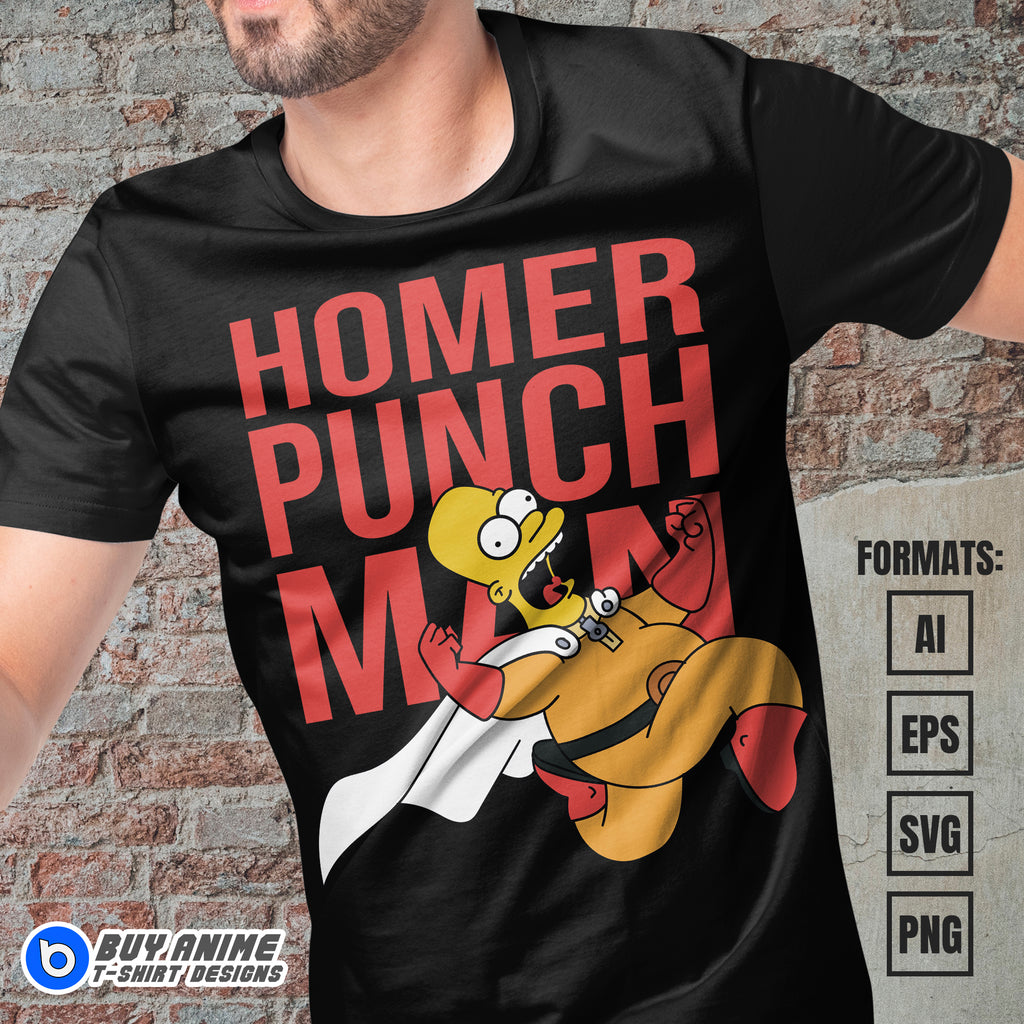 Premium The Simpsons x One Punch Man Vector T-shirt Design Template