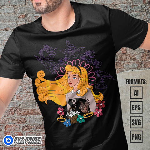 Premium Princess Aurora Vector T-shirt Design Template