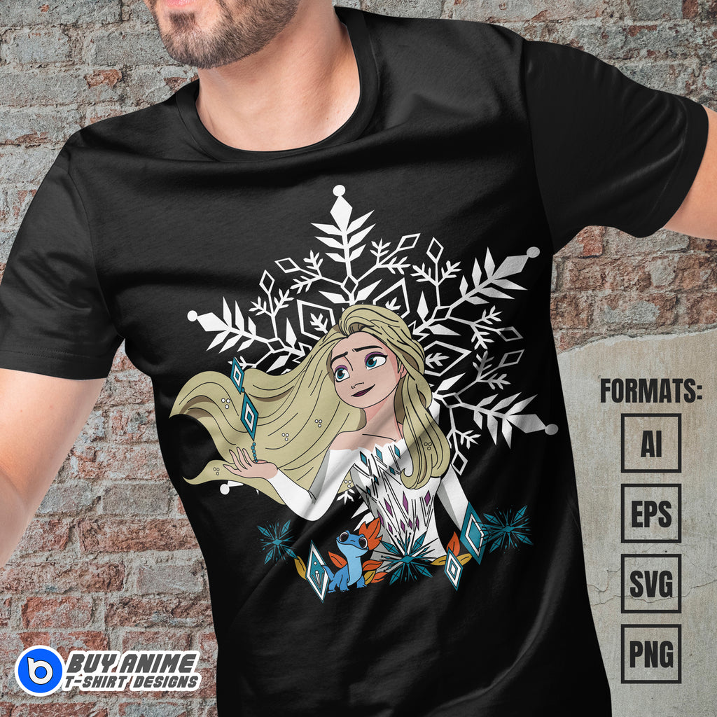 Premium Elsa Frozen Vector T-shirt Design Template