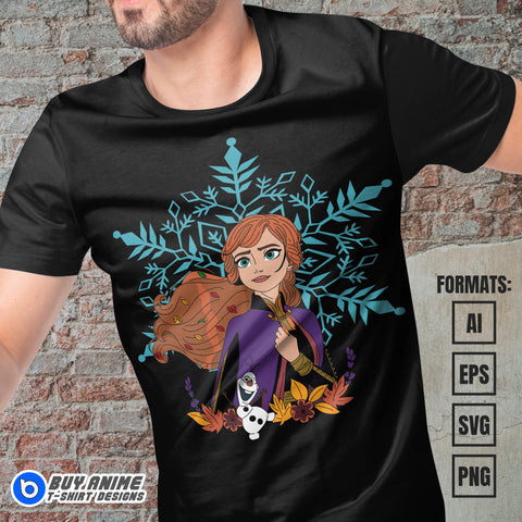 Premium Anna Frozen Vector T-shirt Design Template