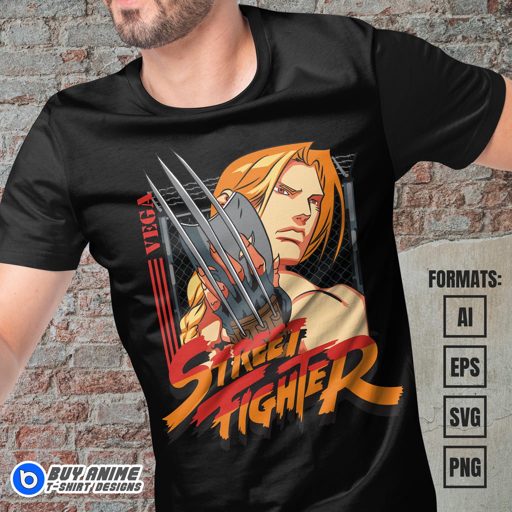 Premium Vega Street Fighter Vector T-shirt Design Template