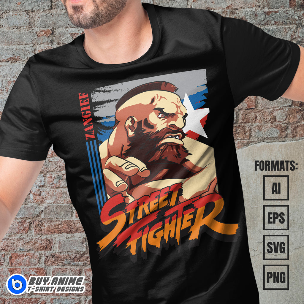 Premium Zangief Street Fighter Vector T-shirt Design Template