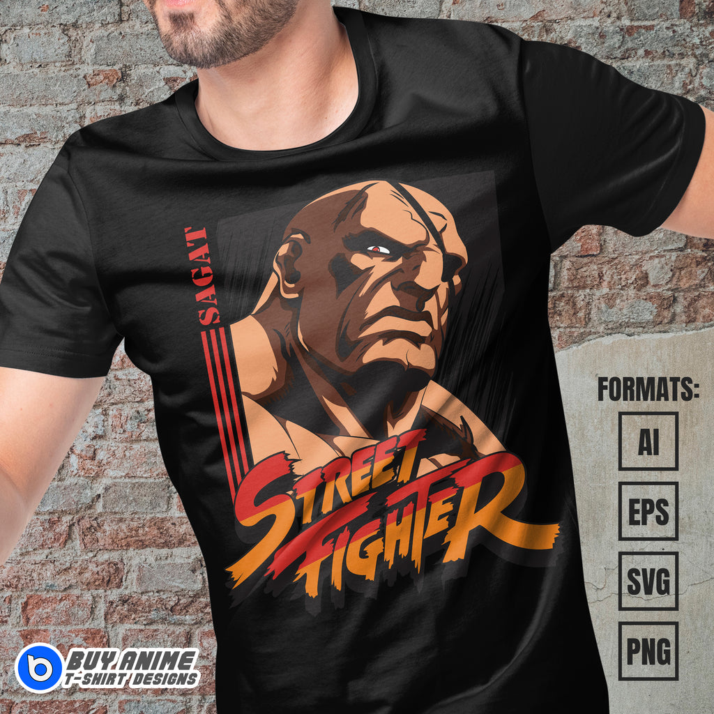 Premium Sagat Street Fighter Vector T-shirt Design Template