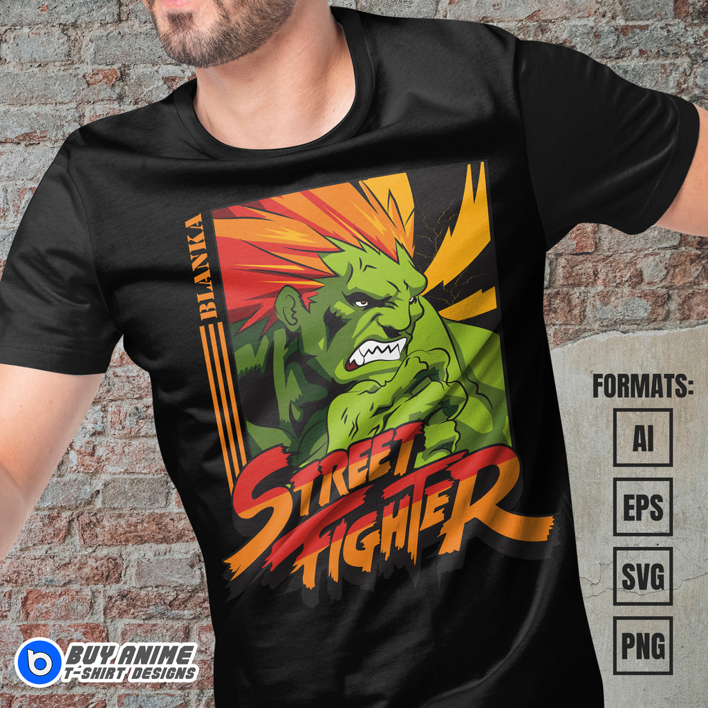Premium Blanka Street Fighter Vector T-shirt Design Template