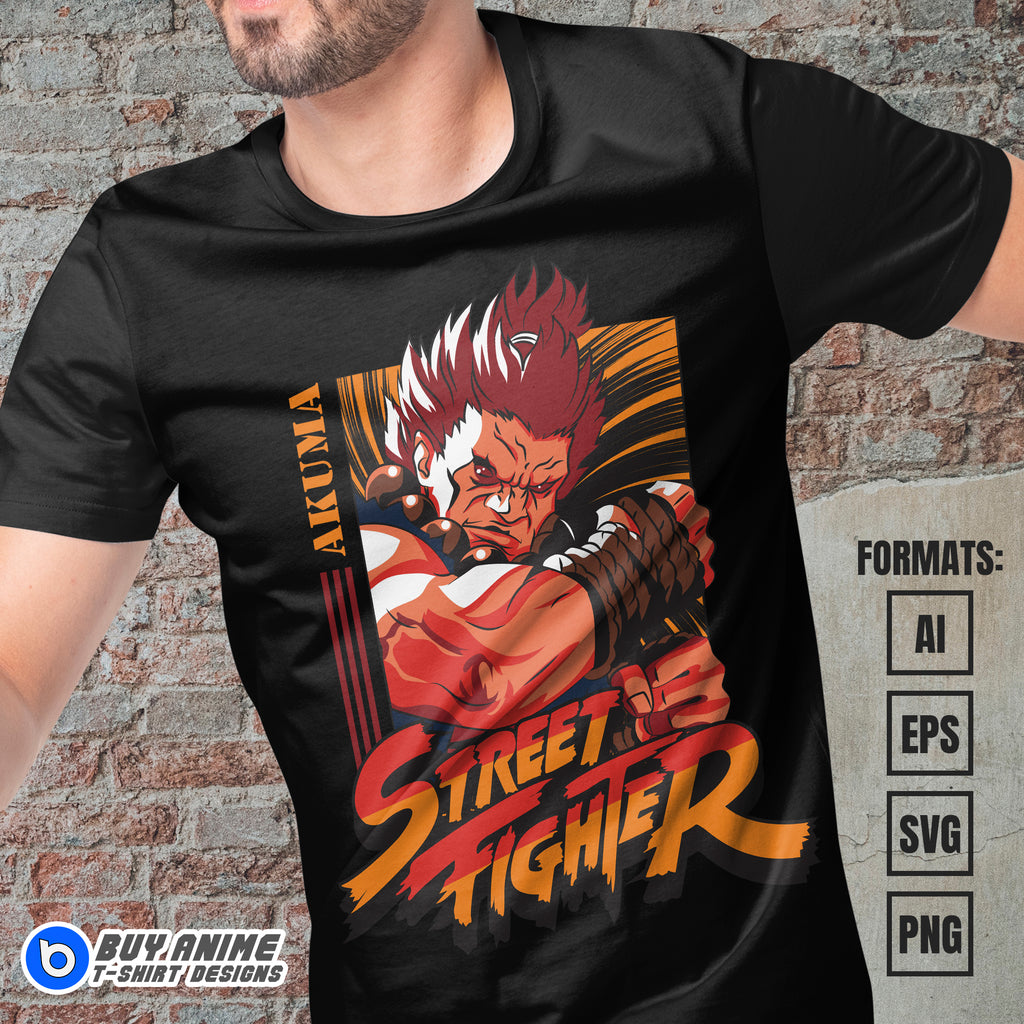 Premium Akuma Street Fighter Vector T-shirt Design Template