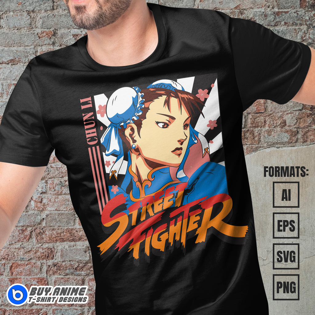 Premium Chun Li Street Fighter Vector T-shirt Design Template #3