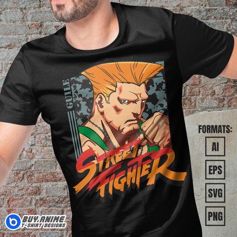 Premium Guile Street Fighter Vector T-shirt Design Template