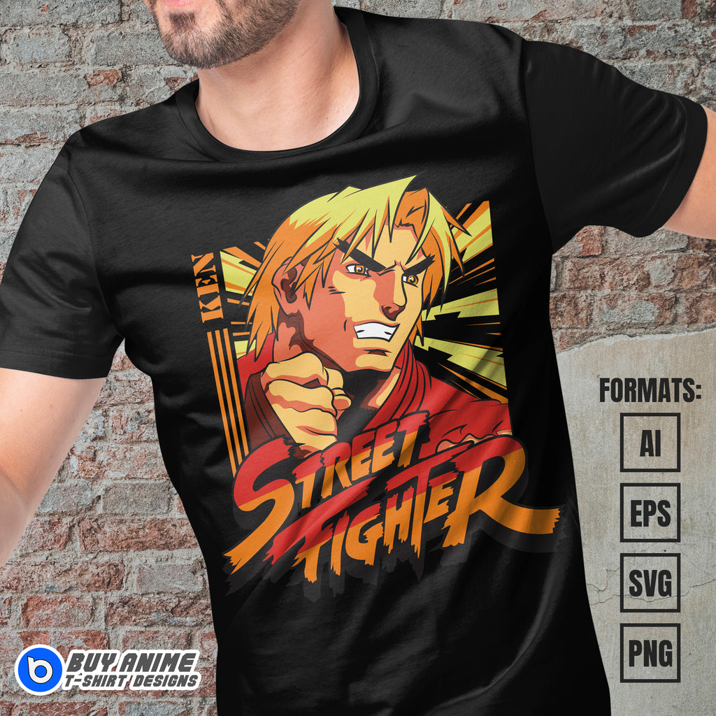 Premium Ken Street Fighter Vector T-shirt Design Template
