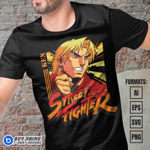 Premium Ken Street Fighter Vector T-shirt Design Template