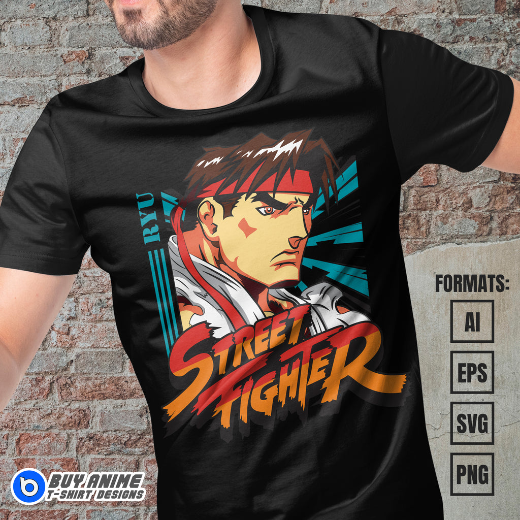Premium Ryu Street Fighter Vector T-shirt Design Template