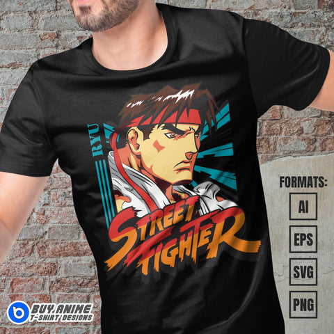 Premium Ryu Street Fighter Vector T-shirt Design Template