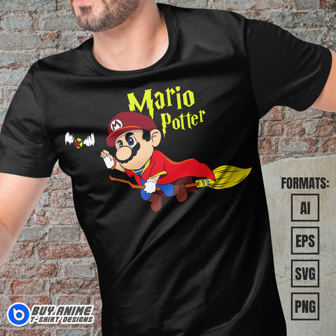 Premium Mario x Harry Potter Vector T-shirt Design Template