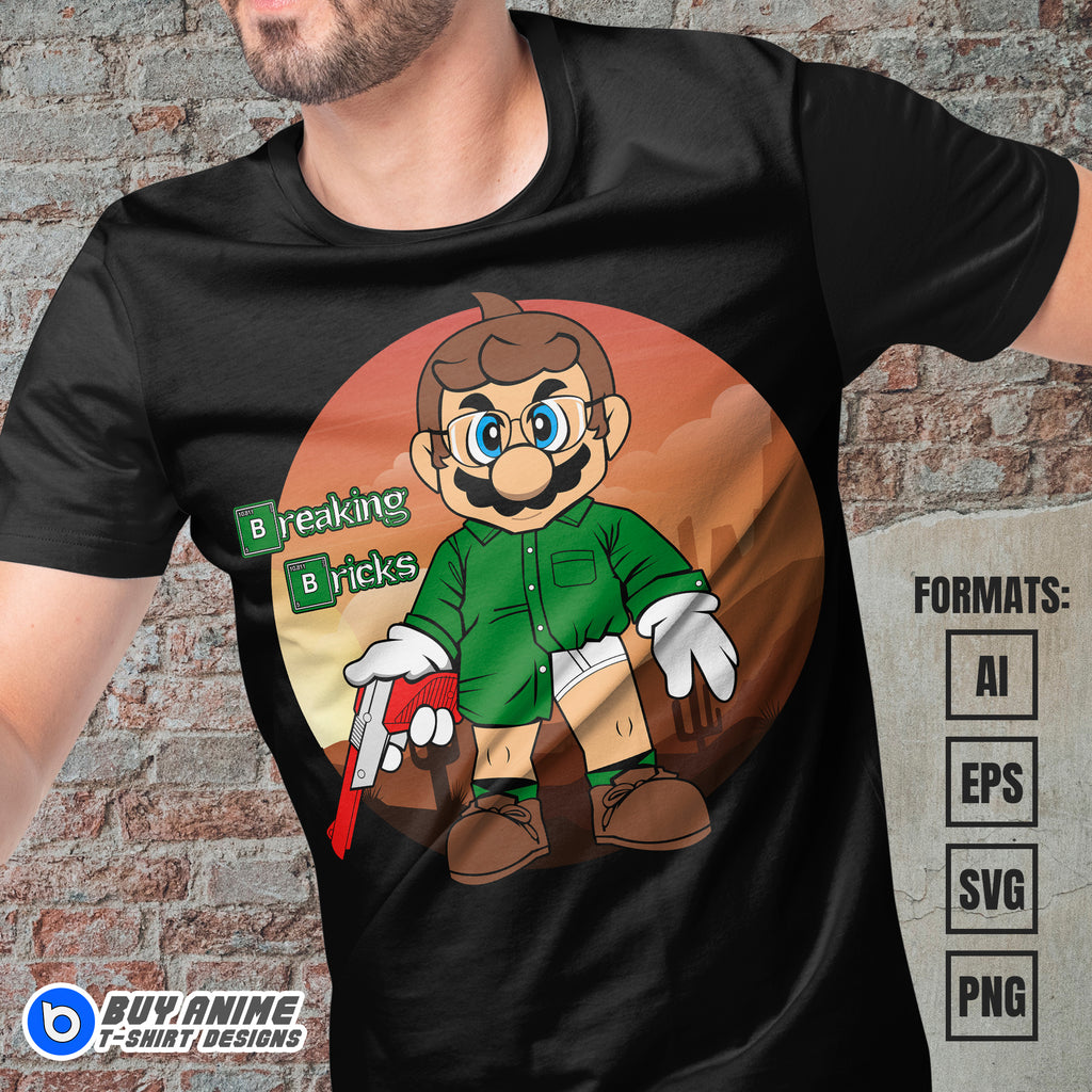 Premium Mario x Breaking Bad Vector T-shirt Design Template