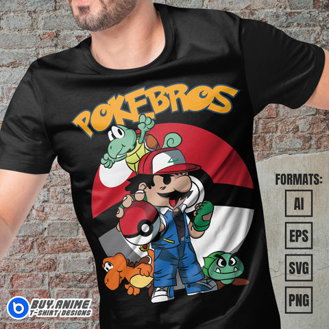 Premium Mario x Pokemon Vector T-shirt Design Template