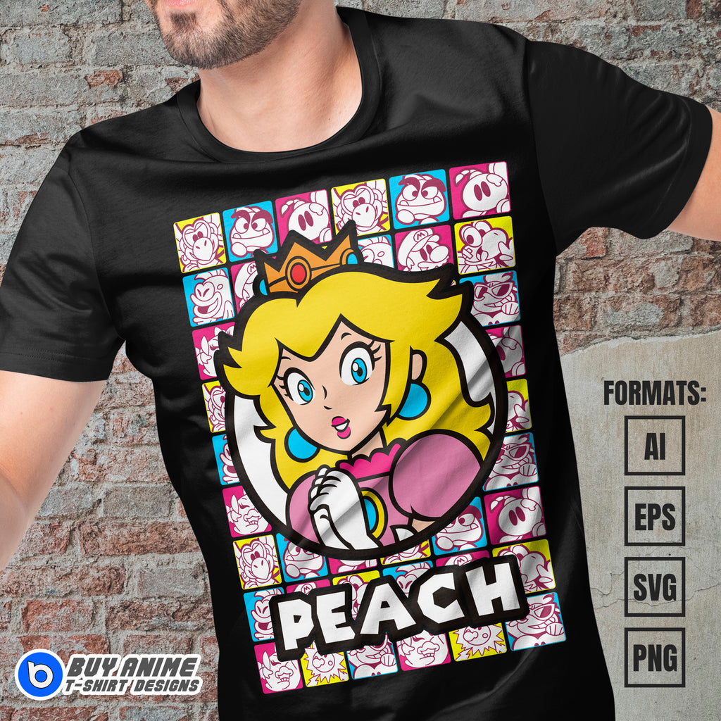Premium Princess Peach Super Mario Vector T-shirt Design Template #11