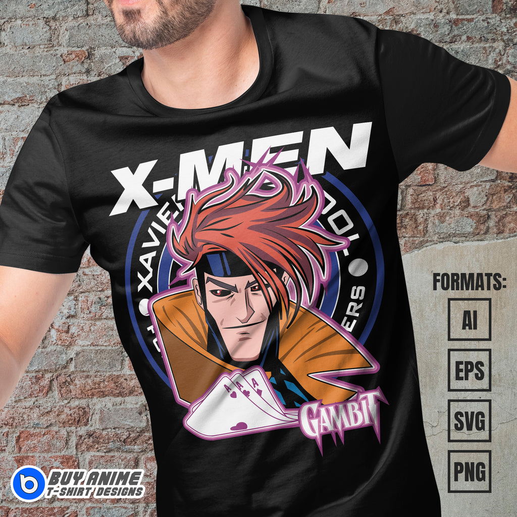 Premium Gambit X-Men Vector T-shirt Design Template #2