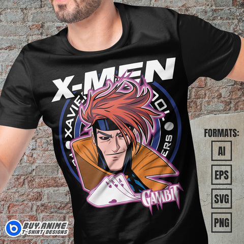 Premium Gambit X-Men Vector T-shirt Design Template #2