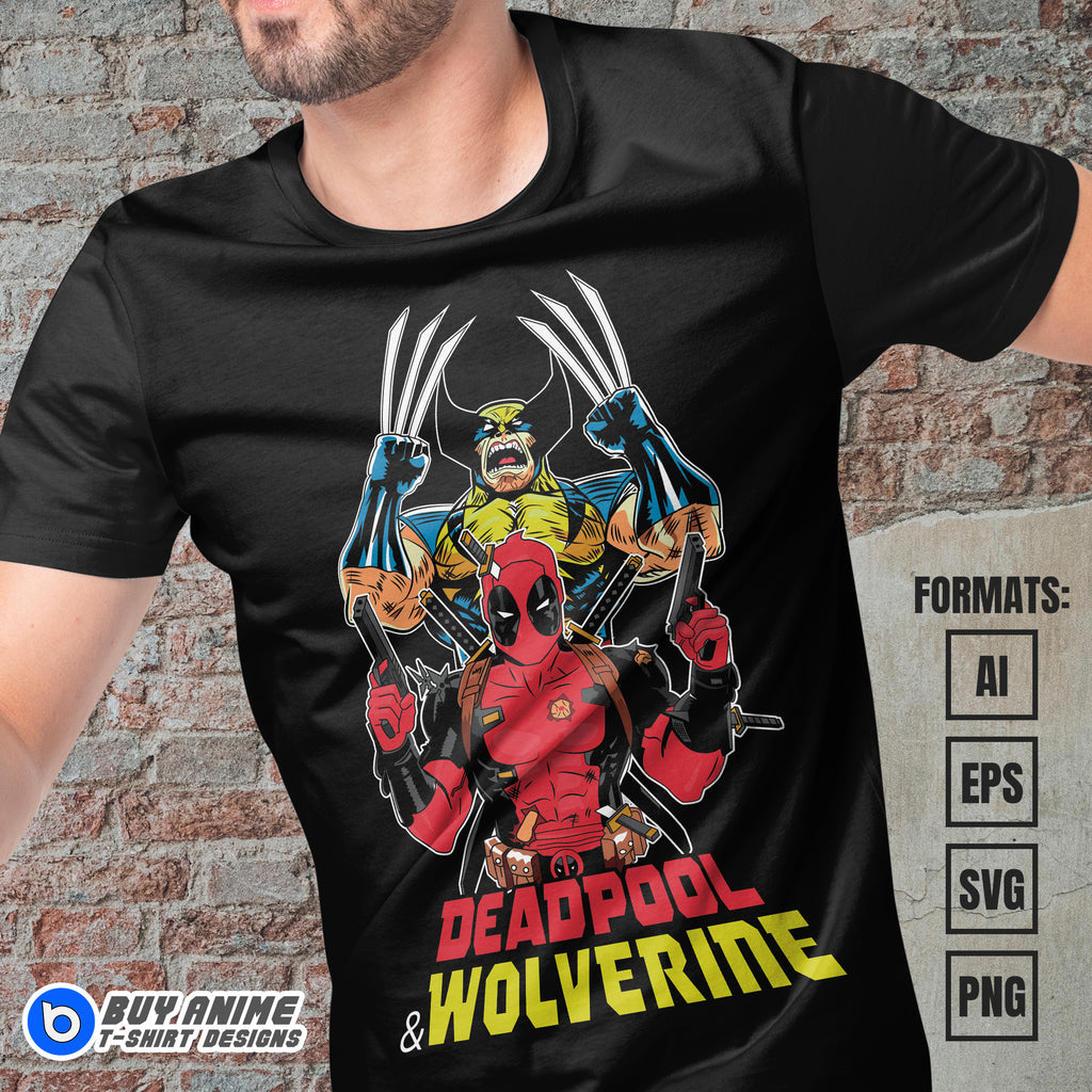 Premium Deadpool x Wolverine Vector T-shirt Design Template #8