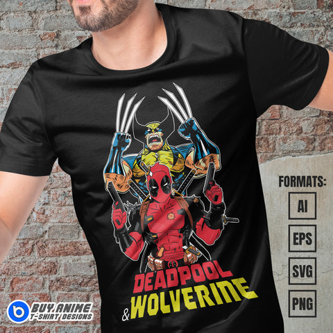Premium Deadpool x Wolverine Vector T-shirt Design Template #8
