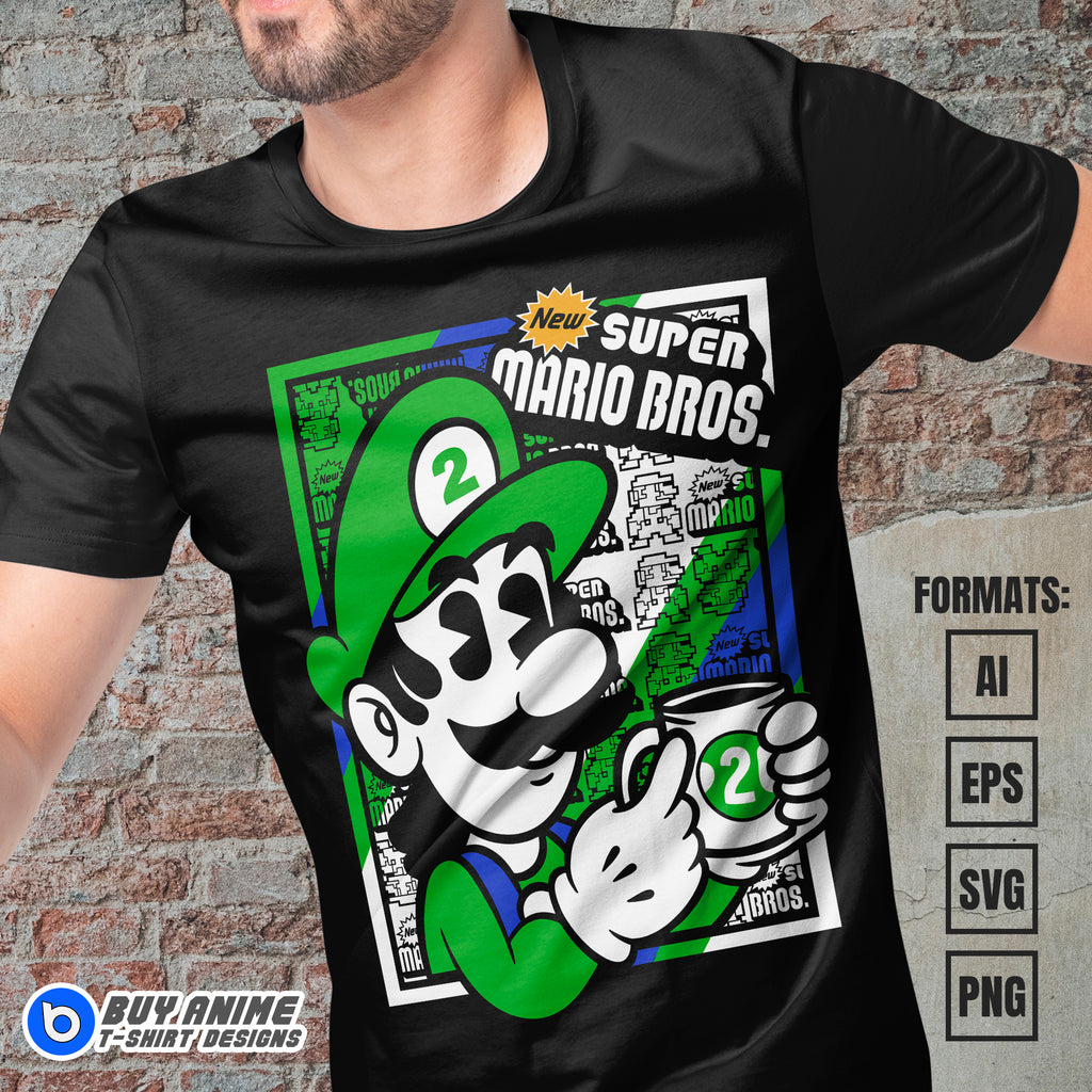 Premium Luigi Super Mario Vector T-shirt Design Template #3
