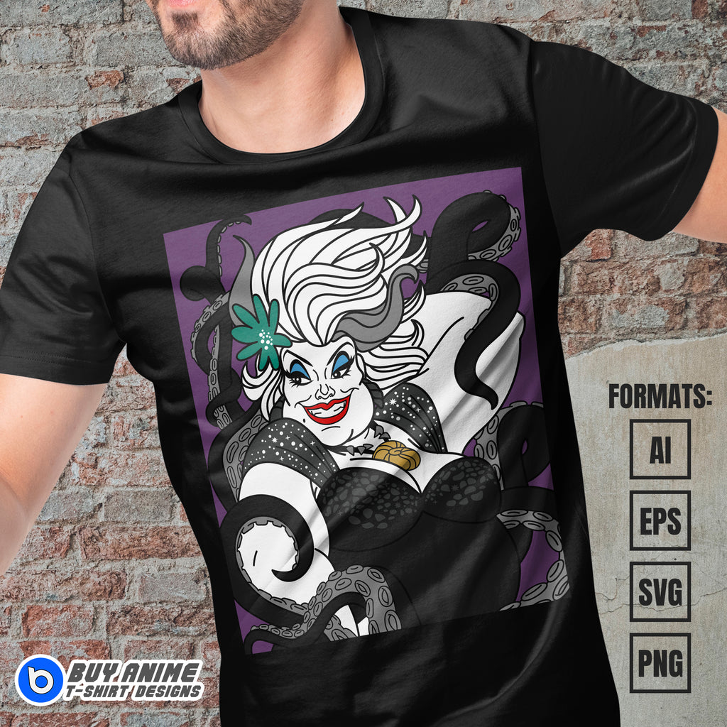 Premium Ursula The Little Mermaid Vector T-shirt Design Template