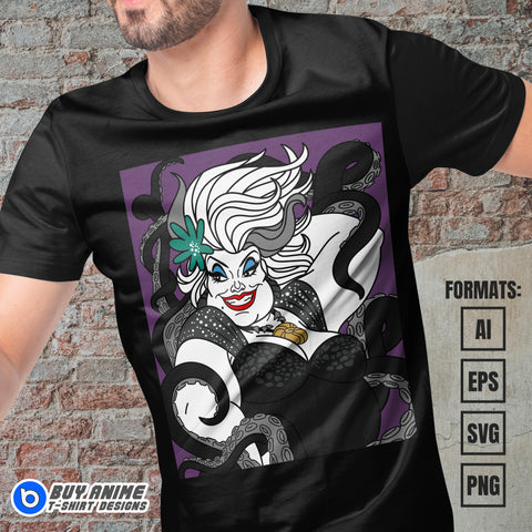Premium Ursula The Little Mermaid Vector T-shirt Design Template