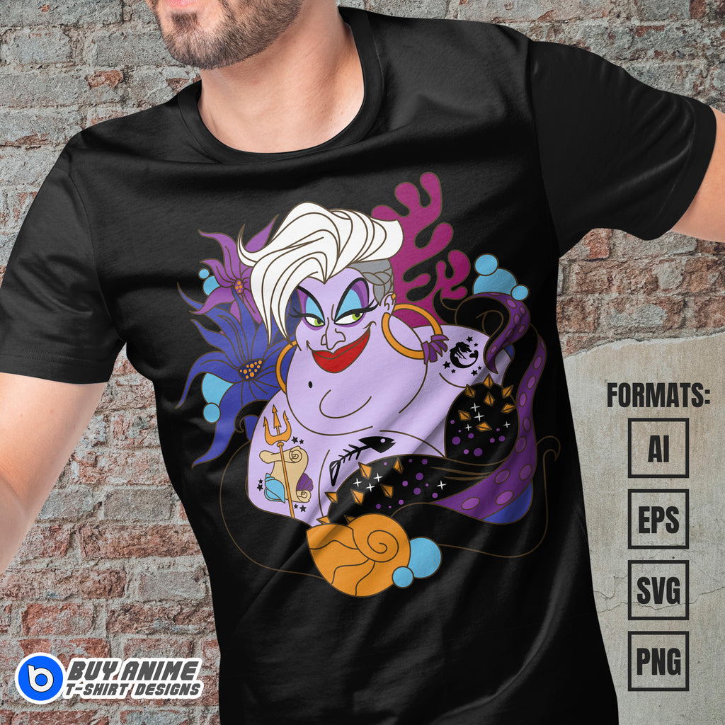 Premium Ursula The Little Mermaid Vector T-shirt Design Template #2