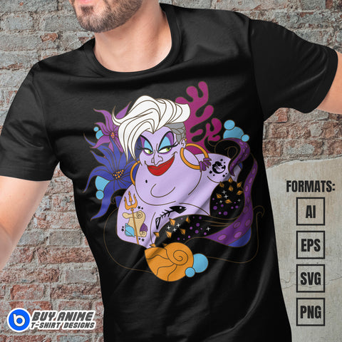 Premium Ursula The Little Mermaid Vector T-shirt Design Template #2