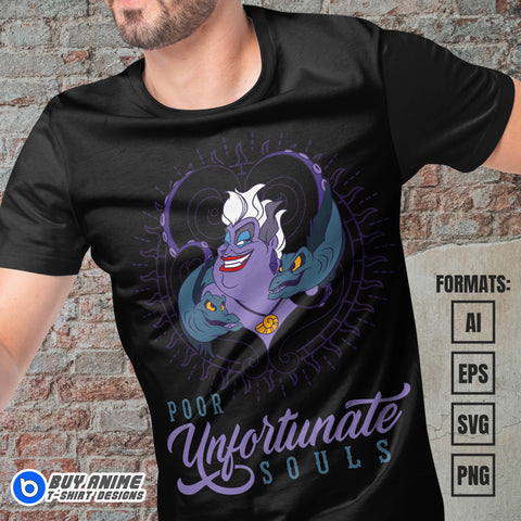 Premium Ursula The Little Mermaid Vector T-shirt Design Template #3