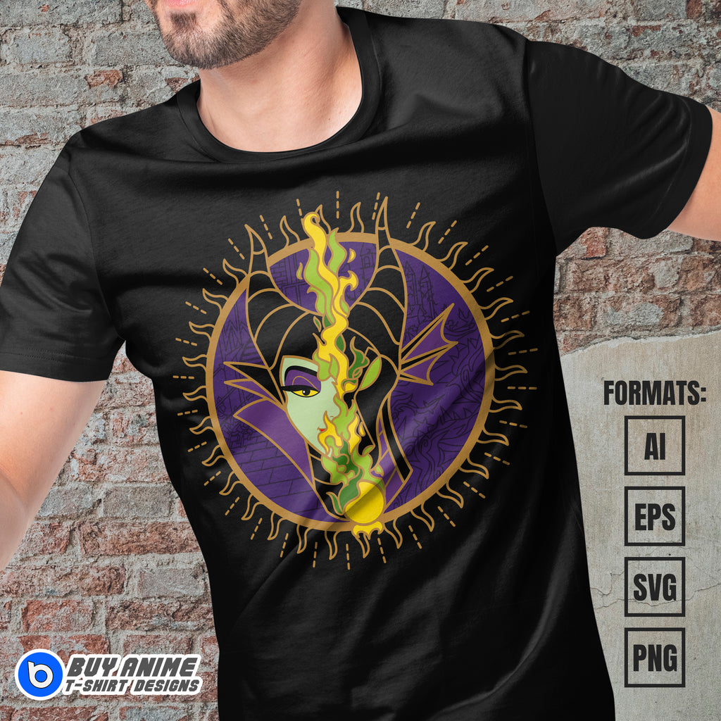 Premium Maleficent Sleeping Beauty Vector T-shirt Design Template