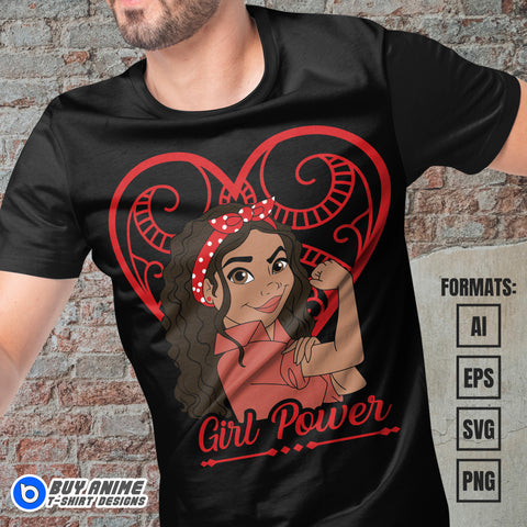 Premium Moana x Girl Power Vector T-shirt Design Template
