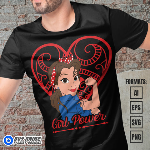 Premium Belle x Girl Power Vector T-shirt Design Template