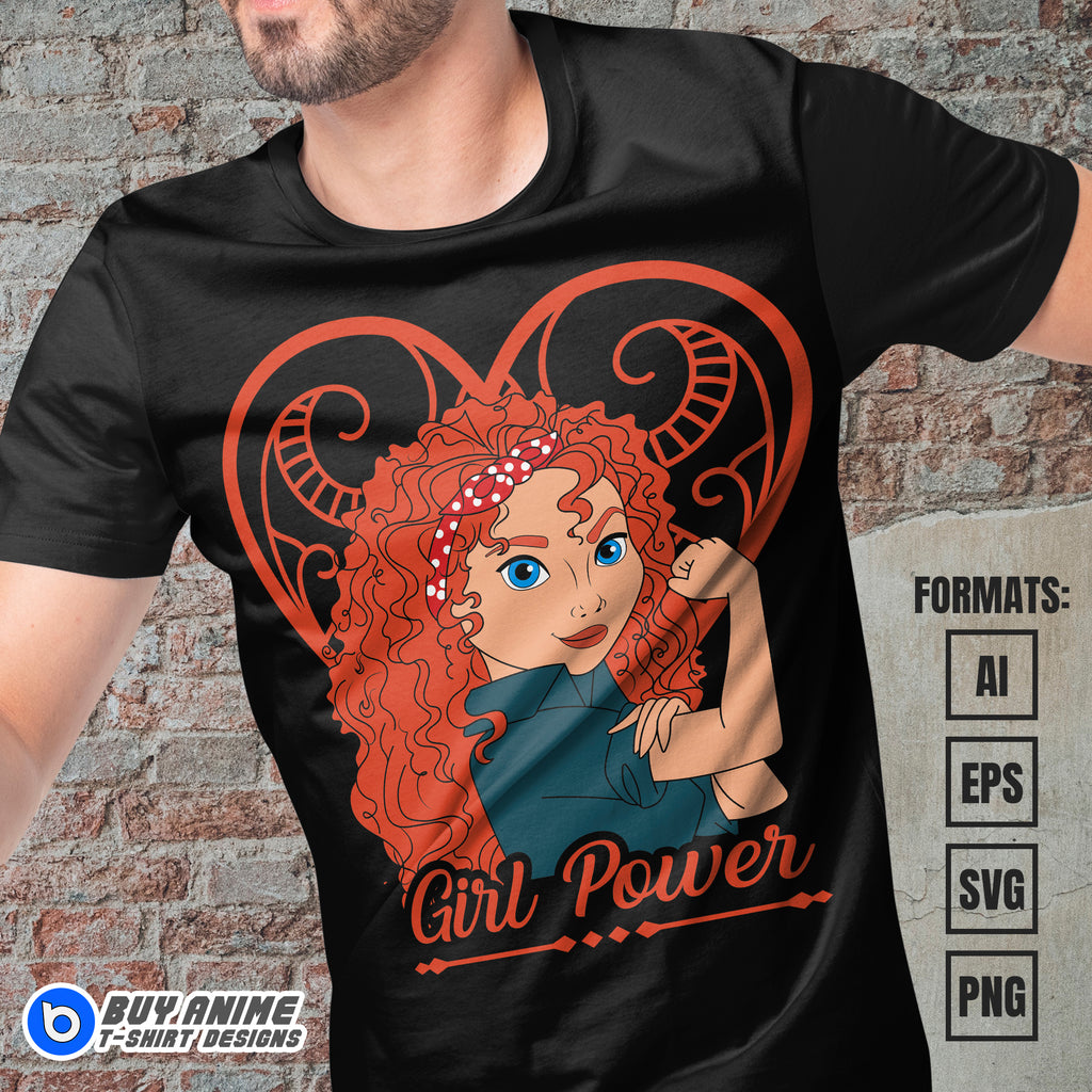 Premium Merida x Girl Power Vector T-shirt Design Template
