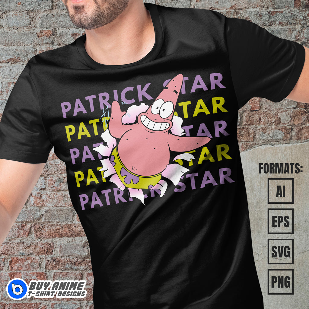Premium Patrick Star Spongebob Vector T-shirt Design Template