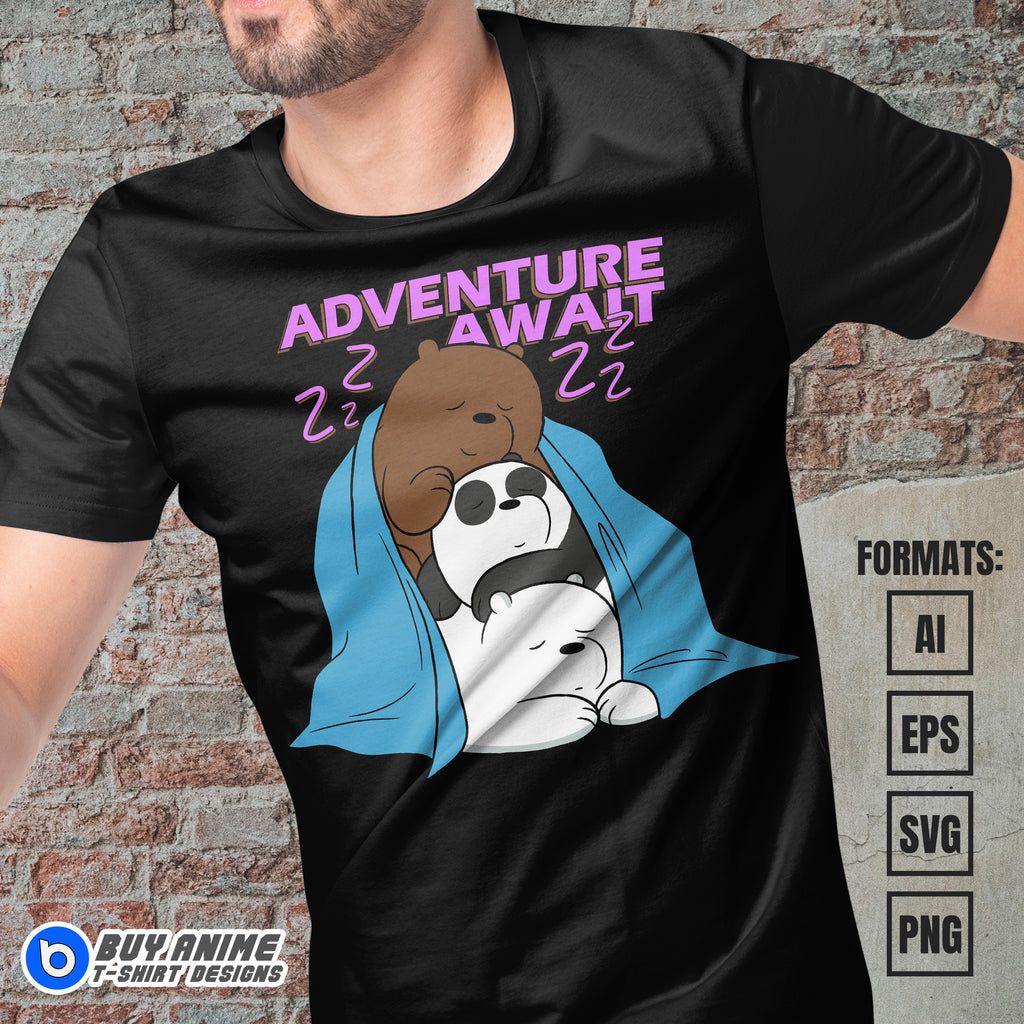Premium We Bare Bears Vector T-shirt Design Template