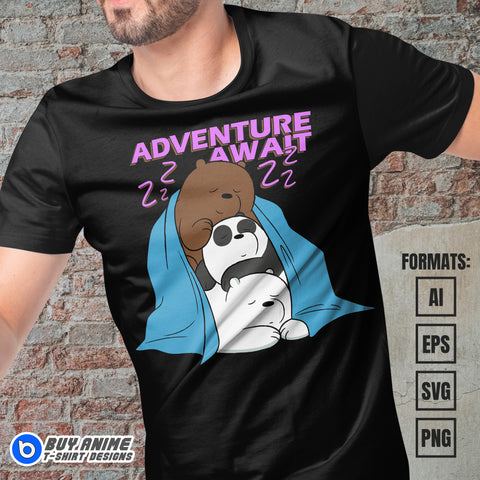 Premium We Bare Bears Vector T-shirt Design Template