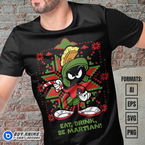 Premium Marvin The Martian Christmas Vector T-shirt Design Template