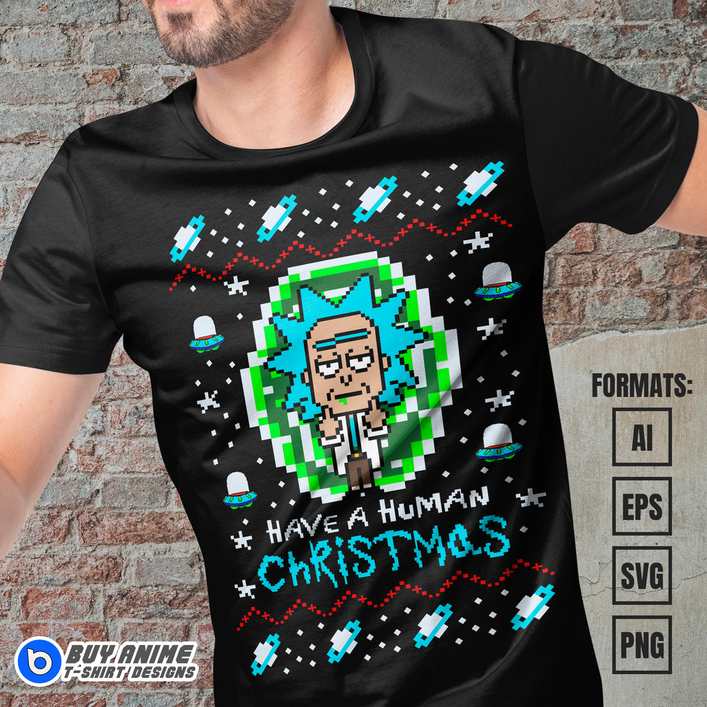 Premium Rick Christmas Vector T-shirt Design Template #2
